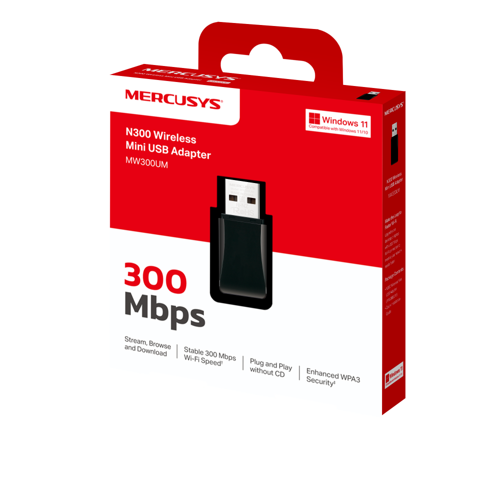 Mercusys Wireless Mini USB Adapter MW300UM N300 Mercusys Wireless Mini USB Adapter MW300UM N300